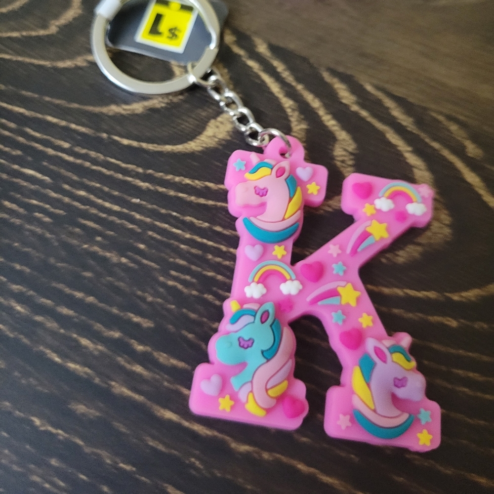FREE With Another Purchase S Unicorn Initial Keychains  PICK ONE NEW - Picture 7 of 13